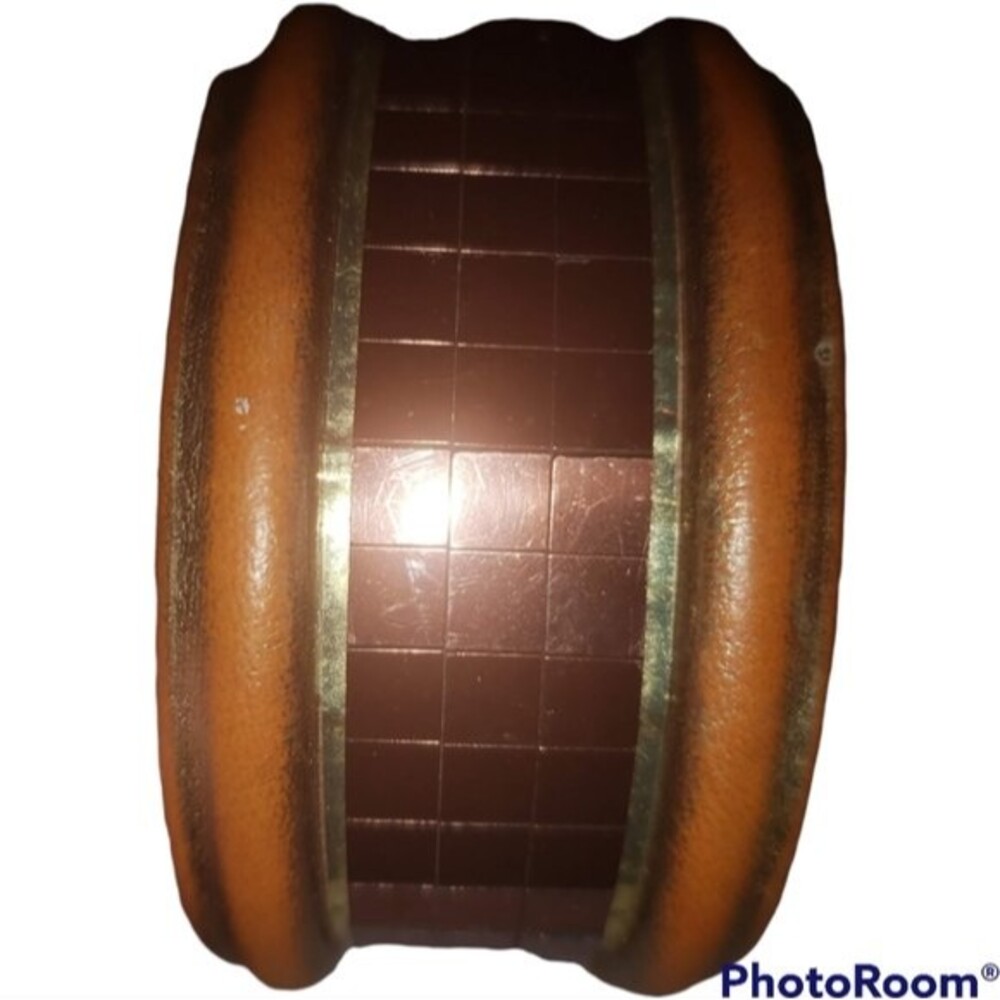 Brown Leather? Copper Colored Mirror Bracelet DARK ACADEMIA Boho Bohemian Hippie